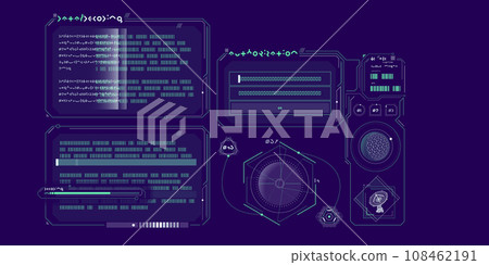 Sci-fi HUD interface for data research. Sci-fi HUD interface for data research. 108462191