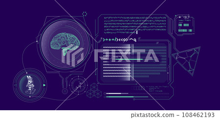 Sci-fi HUD interface for data research. Sci-fi HUD interface for data research. 108462193