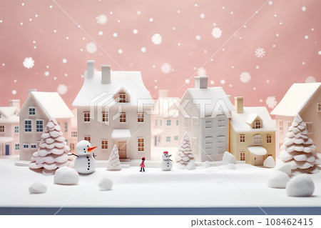 Snowy cityscape and snowmen (3D) Snowy cityscape and snowmen (3D) 108462415