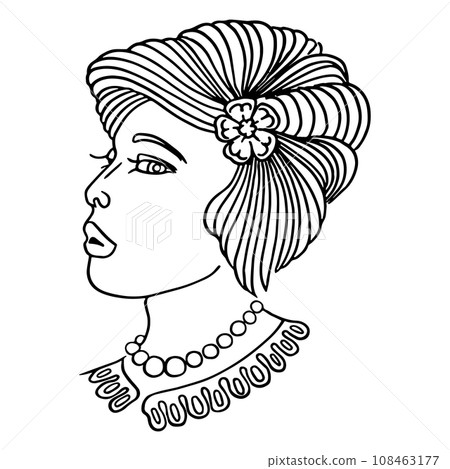 Woman face continuous line drawing. Abstract minimal woman portrait. Logo, icon, label, vector, illustration 108463177