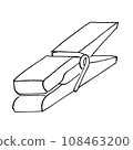 wooden clothespin Vector illustration. Hand drawn graphic clip art isolated drawing Sketch of clothes pin set vector 108463200