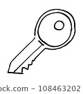 Key icon in doodle sketch lines. Safety protection house home property illustration vector 108463202