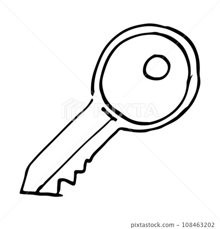 Key icon in doodle sketch lines. Safety protection house home property illustration vector Key icon in doodle sketch lines. Safety protection house home property illustration vector 108463202