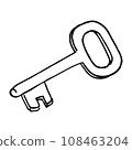 Key icon in doodle sketch lines. Safety protection house home property illustration vector 108463204