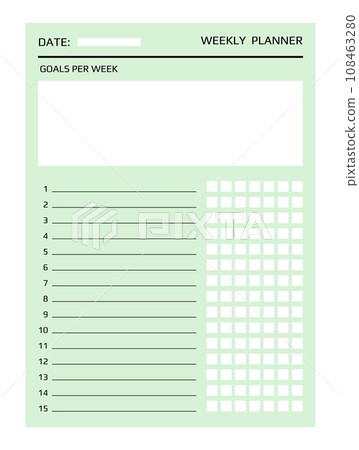 Planner page. Daily plan. Blank paper sheet. Office schedule for tasks planning. Business stationery. Agenda and deadline timetable. Organizer printable template. Vector notepad design 108463280