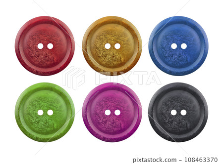 Group of colorful sewing clothing buttons isolated on white background Group of colorful sewing clothing buttons isolated on white background 108463370