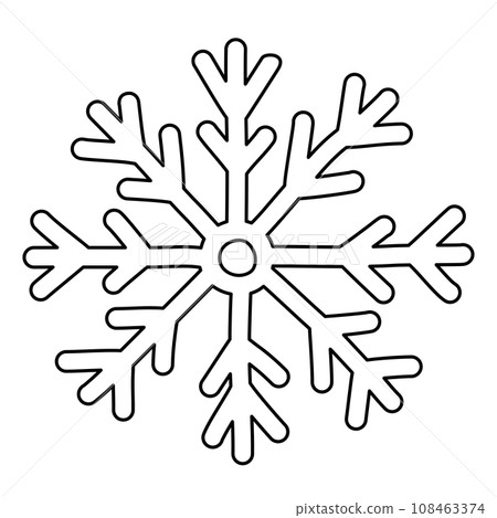 Beautiful hand drawn snowflake, doodle style flat vector outline illustration 108463374
