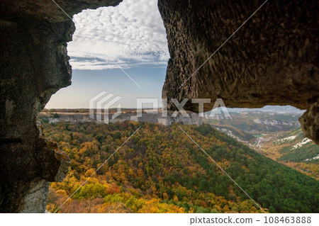 The autumn landscape of the mountain valley is an amazing, beautiful place at any time of the year. Hiking. Nature 108463888