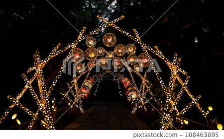 Japanese illumination using bamboo from HANA Akari Japanese illumination using bamboo from HANA Akari 108463895
