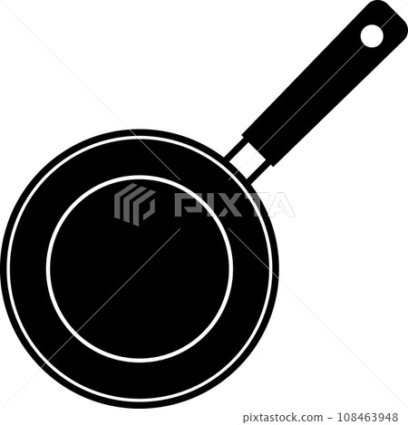 Simple monochrome illustration of a frying pan 108463948