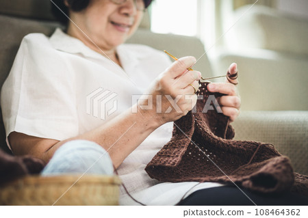 Asian old woman knitting crochet 108464362