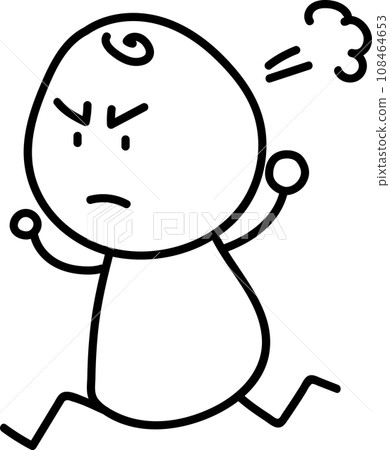 A simple person running with a deformed angry face A simple person running with a deformed angry face 108464653