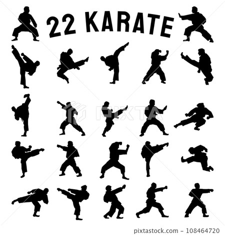 The karate Silhouette for martial arts or sport concept. The karate Silhouette for martial arts or sport concept. 108464720