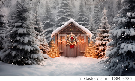 Fairy winter landscape with fir trees and... - Stock Illustration ...