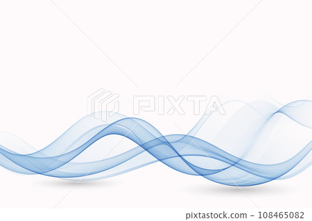 Flow curls of blue transparent wave with shadow on a white background. Abstract wave background. 108465082