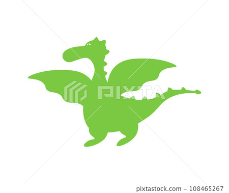 Dragon. Cartoon dragon. Green dragon silhouette. A symbol of the new year. Vector illustration isolated on a white background 108465267