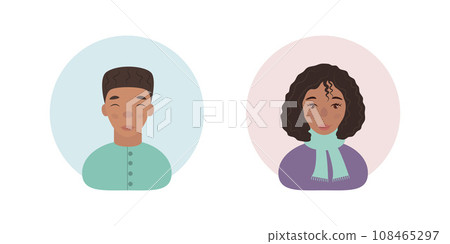A girl and a boy. A dark-skinned girl and a boy. Avatars with images of children. Dark-skinned children. Vector illustration A girl and a boy. A dark-skinned girl and a boy. Avatars with images of children. Dark-skinned children. Vector illustration 108465297