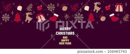 Pixel art Christmas and Happy New Year banner Pixel art Christmas and Happy New Year banner 108465743