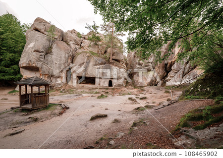 in the rocky mountain built-in housing for people who hid during the wars. ancient settlement in the rocky mountain built-in housing for people who hid during the wars. ancient settlement 108465902