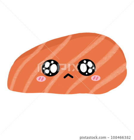 Cute Salmon Sashimi Mascot Character Kawaii Cartoon illustration Japanese Food Japanese Sticker 108466382