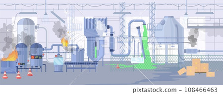 Accident on plant, manufacturing industry problem vector illustration 108466463