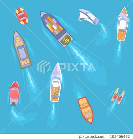 Yachts and boats over sea or ocean water surface aerial eye view Yachts and boats over sea or ocean water surface aerial eye view 108466472