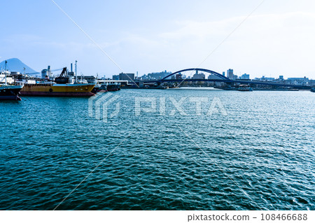 Marugame cityscape seen from the ferry Honjima Maru connecting Marugame Port and Honjima Port 3 Marugame City, Kagawa Prefecture 108466688