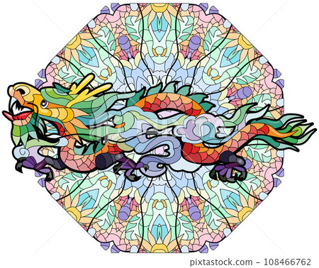 Zentangle dragon on mandala. Hand drawn decorative vector illustration Zentangle dragon on mandala. Hand drawn decorative vector illustration 108466762