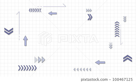 Background with flowing arrows of various shapes, white background 108467125