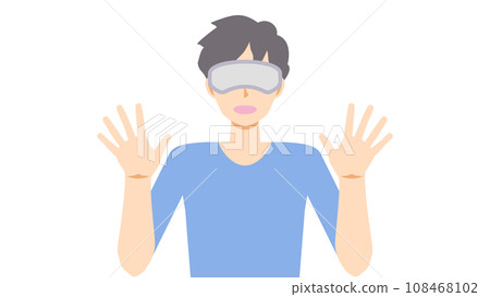 Illustration of a man surprised by virtual reality 3 Illustration of a man surprised by virtual reality 3 108468102