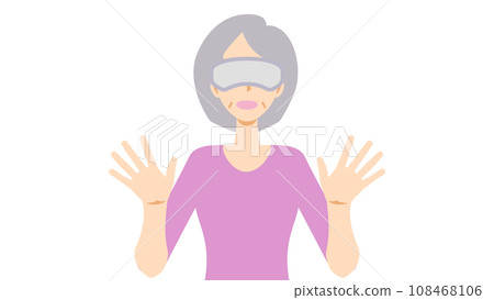 Illustration 1 of an elderly woman surprised by virtual reality Illustration 1 of an elderly woman surprised by virtual reality 108468106