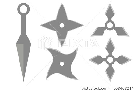 Illustration of shuriken and kunai Illustration of shuriken and kunai 108468214