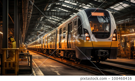 Train assembly plant. Train manufacturer. Train... - Stock Illustration ...