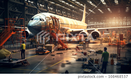 Plane assembly plant. Plane manufacturer. Plane factory. Generative AI Plane assembly plant. Plane manufacturer. Plane factory. Generative AI 108468537