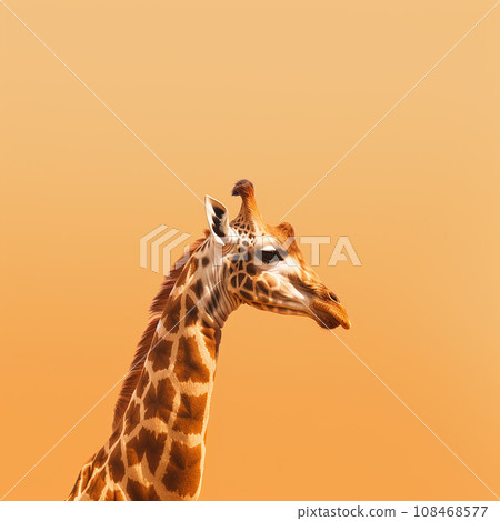 A photo of an african giraffe with yellow, orange background 108468577