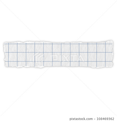 grid paper blue lines Graph ripped message torn paper edge sheet strip page header decoration collage for message note page or banner cardboard blank memo 108469362