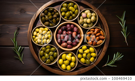 Assortment of fresh olives Assortment of fresh olives 108469410