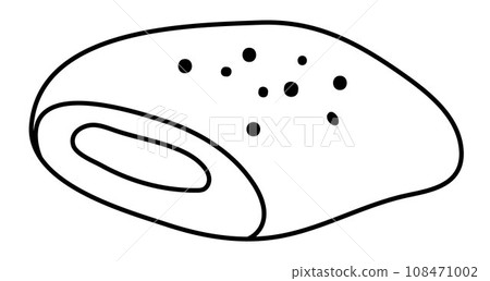 Chocolate roll line icon. French dessert vector black and white illustration or coloring page. Cake picture Chocolate roll line icon. French dessert vector black and white illustration or coloring page. Cake picture 108471002