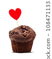 Chocolate muffin with heart. 108471133