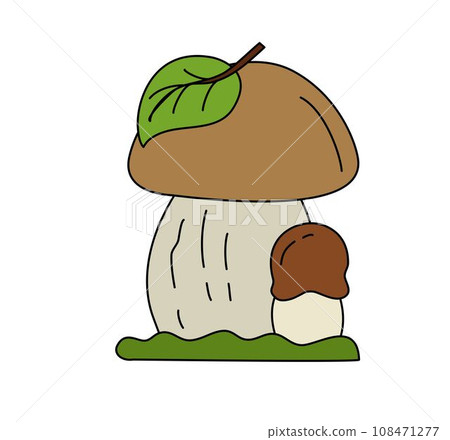 Mushroom children vector doodle Template for books 108471277