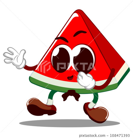 mascot vector illustration of a cute and fresh slice of watermelon martial artist 108471393