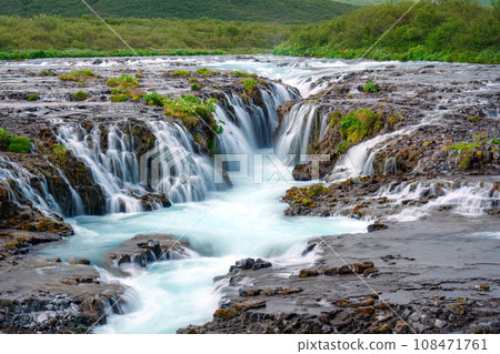 Bruarfoss waterfall flowing from Bruara river in summer at Iceland 108471761