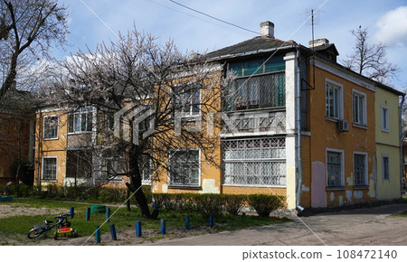 Kiev, Ukraine April 27, 2021: Old post-war building erected by captive Nazis in the city of Kiev 108472140