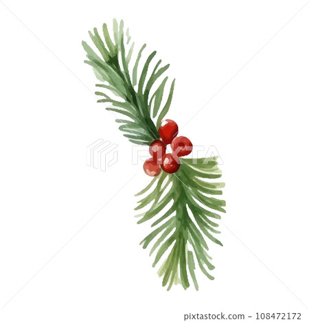 Watercolor style illustration of Christmas ornaments 108472172