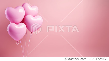 Air Balloons heart shaped foil on pastel pink... - Stock Illustration ...
