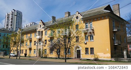 Kiev, Ukraine April 27, 2021: Old post-war building erected by captive Nazis in the city of Kiev 108472843