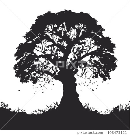collection of big tree silhouettes in summer on isolated white background collection of big tree silhouettes in summer on isolated white background 108473121
