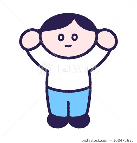 一個男孩舉起雙手，簡單快樂 108473653