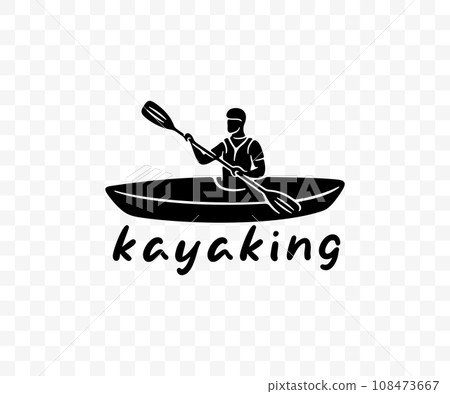 Kayaking, kayak, rowing, paddling, canoeing, graphic design. Kayaker, canoe, sport, leisure, journey, travel and traveling, vector design and illustration 108473667