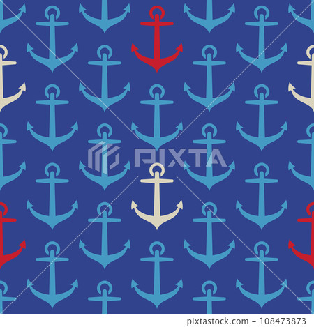 Vector pattern with anchor in retro style. Vector vintage seamless pattern in marine style with anchors. Vector pattern with anchor in retro style. Vector vintage seamless pattern in marine style with anchors. 108473873